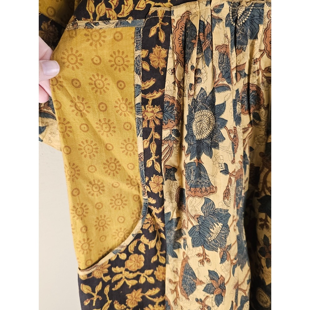 Ritu Kumar Womens Fall Print Patchwork Boho Babydoll Mini Dress Medium - Picture 4 of 6